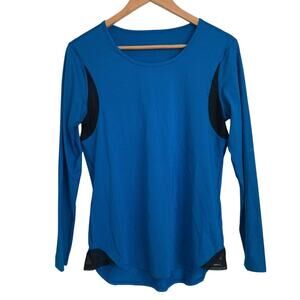 Lucy Activewear Perforated Mesh Athletic Top Long Sleeve Blue Black size Large